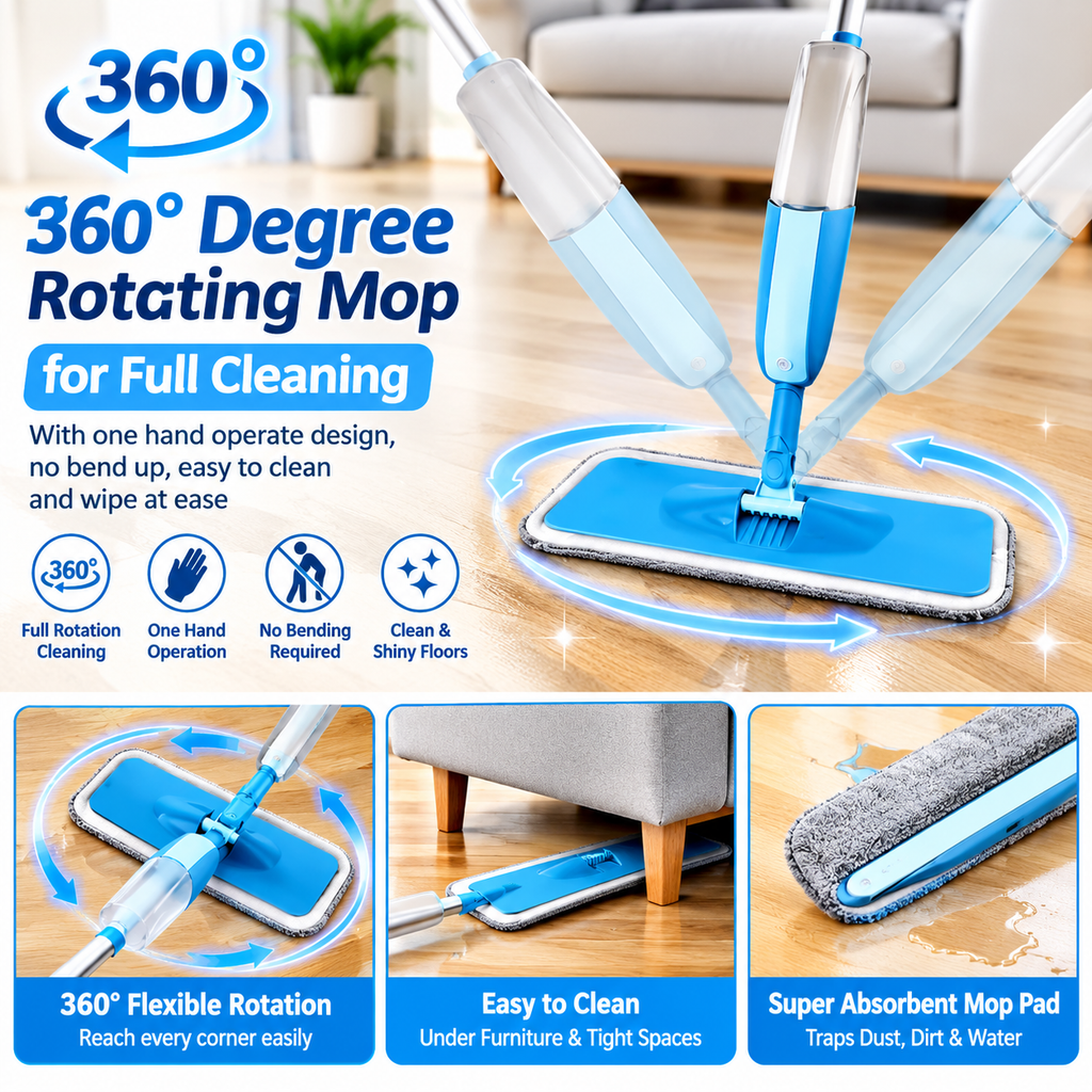 Stainless Steel Microfiber Floor Cleaning Spray Mop