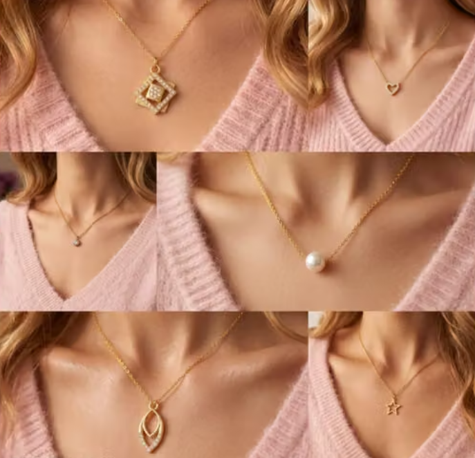 shimmering beautifull pack of 6 necklaces for girl & women